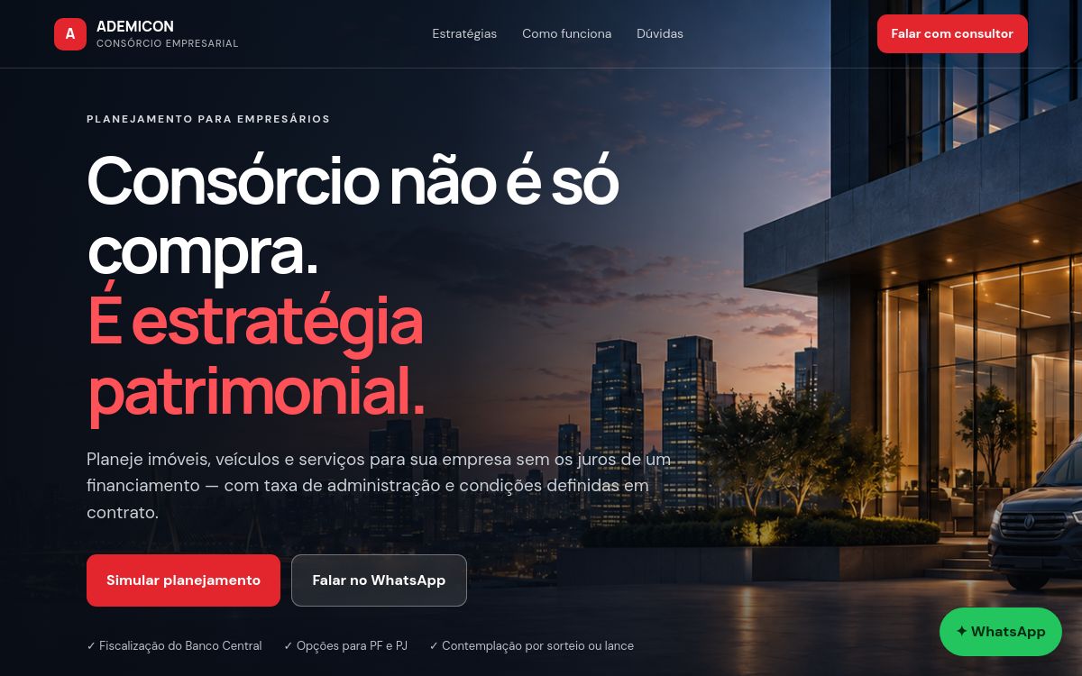 Captura da interface do projeto Ademicon